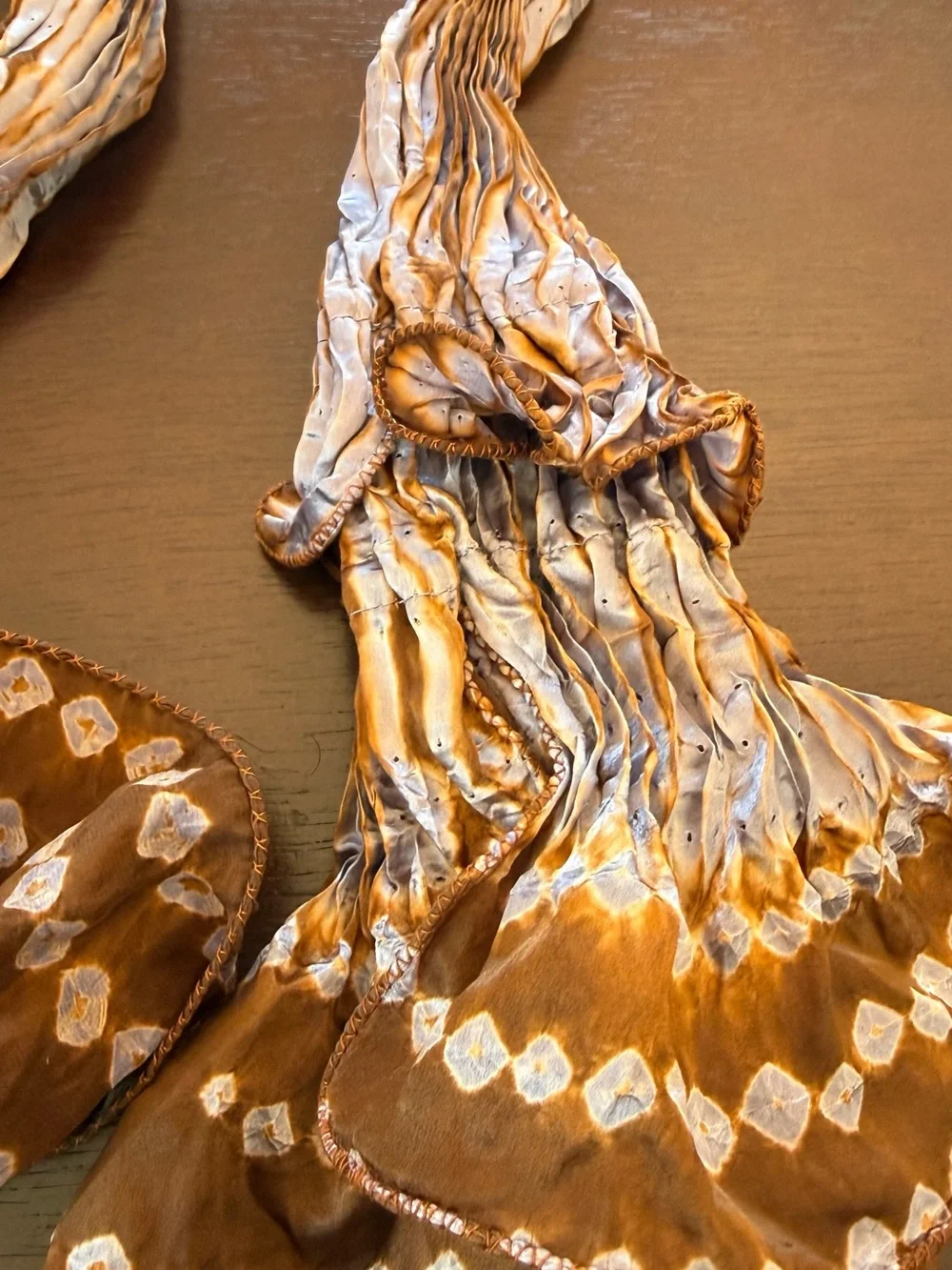 Brown Ruffled Silk Scarf